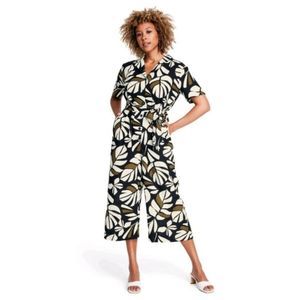 Tabitha Brown x Target Women's Neutral Botanical Print Tie-Front Jumpsuit